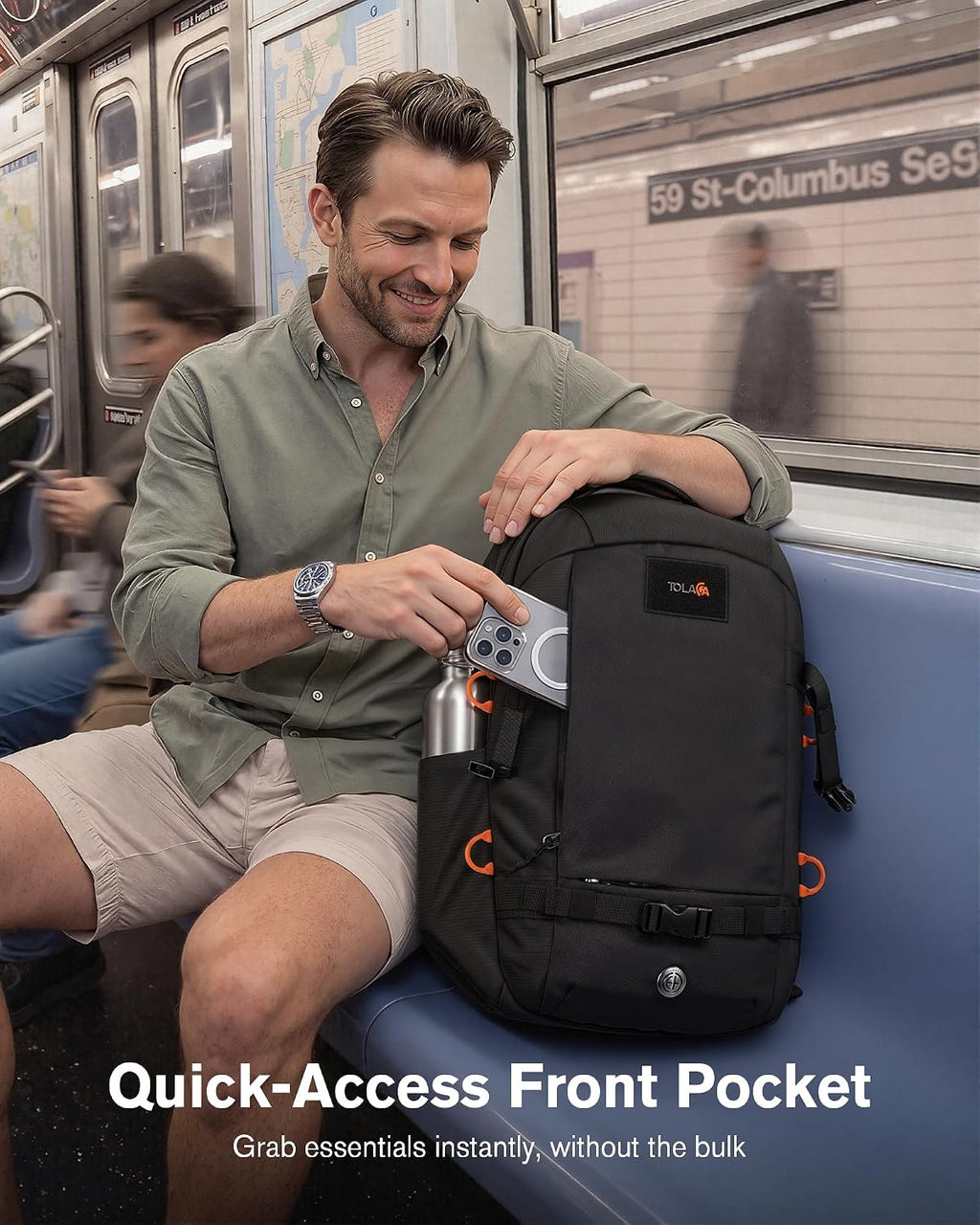 Travel Laptop Backpack 30L Carry on TSA Approved for Commute Trips | 100% RPET Recycled Fabric | Eva-Cushioned Laptop Protection | TSA 180° Lay-Flat Opening | Reinforced Stability Base Panel
