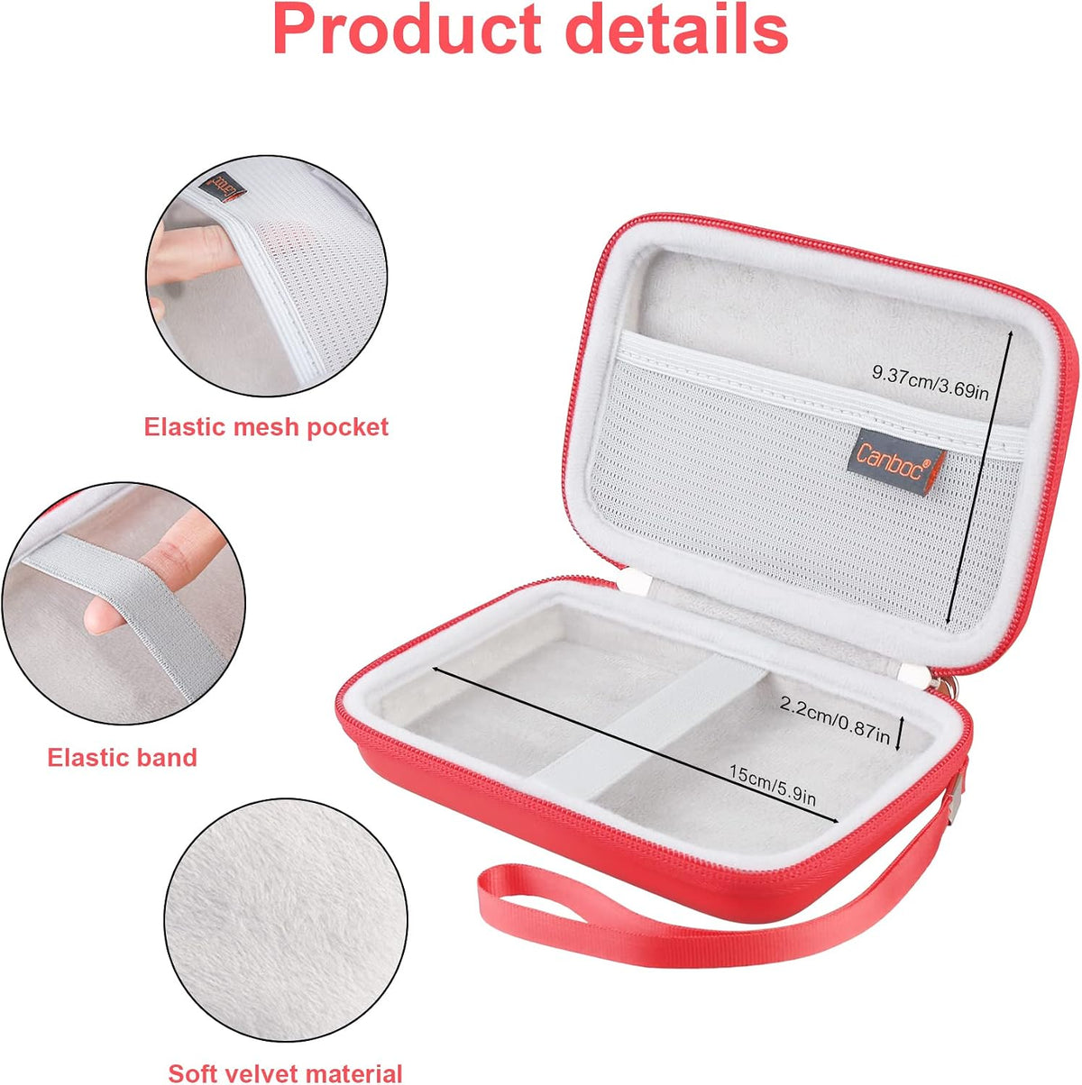 Case for Macbook Air Pro Charger Magsafe/Magsafe 2 Power Adapter | Hard Shockproof Bag for Iphone 17/17 Pro Magsafe Charger, USB C Hub, Type C Hub, USB Multiport Adapter, Red