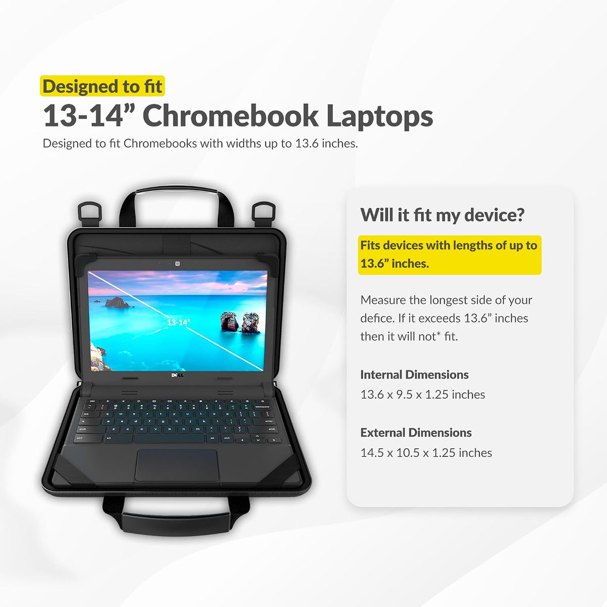 13-14 Inch Always on Pouch Work in Case for Chromebook and Laptops, Designed for Students, Classrooms, and Business
