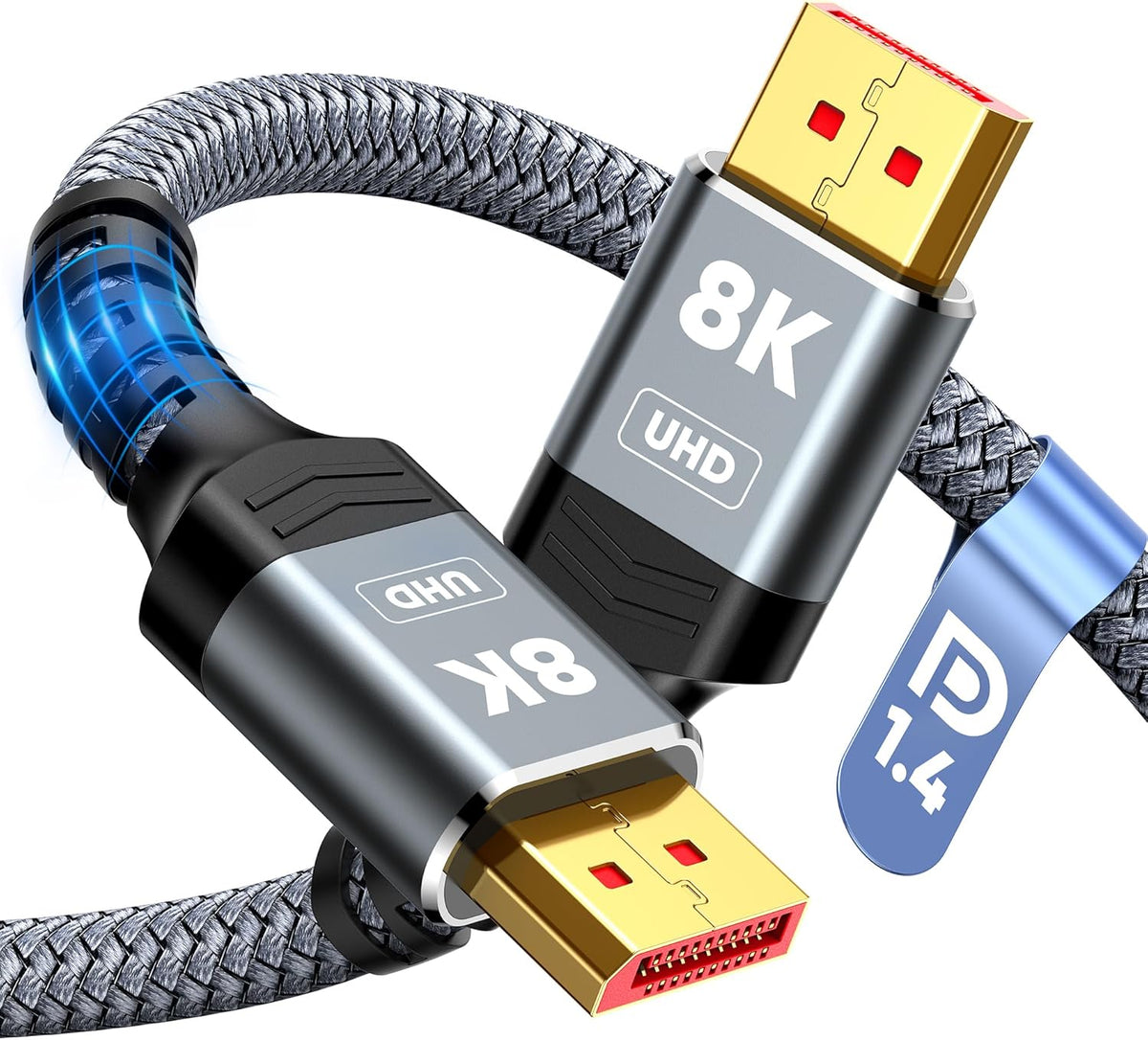 8K 4K Displayport Cable 1.4, VESA Certified DP Cord 6.6Ft
