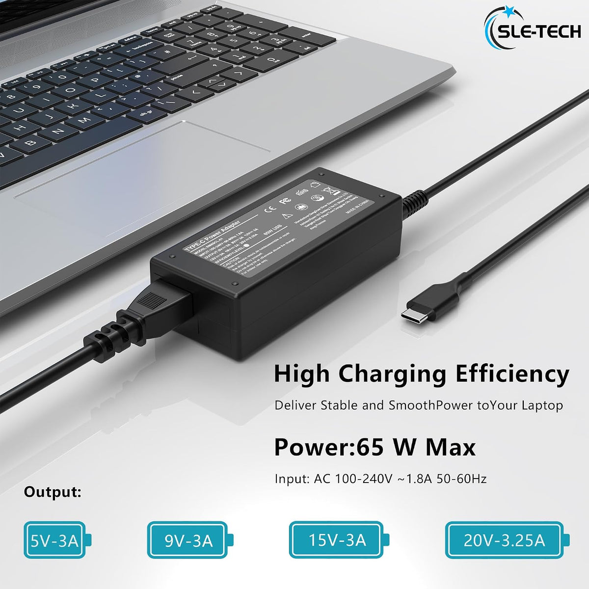 65W USB-C Type-C Fast Charger for HP Chromebook 14 X360 14C plus | Compatible with HP 11 11A G5-G8 Ee,14A, 14C, Chromebook Plus, TPN-LA12 HA01 CA06 CA21, 20V 3.25A, Type-C PD Cord