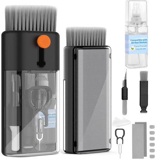 Keyboard Cleaner for Laptop, Macbook, Tablet, Multi-Function Cleaning Kit | Includes Screen Cleaning Spray, Microfiber Wipe, and Brush for Cleaning Phone, Earbuds, Computer, and Other Tech Electronics