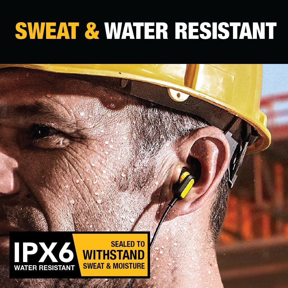 DEWALT Heavy Duty Bluetooth Neckband Headphones, Wireless around the Neck Earbuds W/ 30H Runtime + Noise Isolation, Secure Magnetic Wireless Earbuds, Jobsite Pro Built-In Mic Bluetooth Headsets