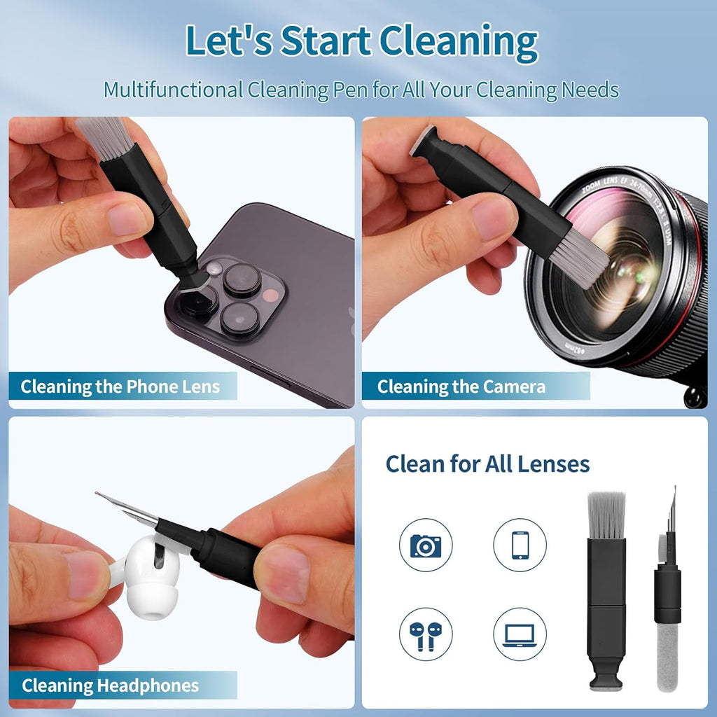Keyboard Cleaner for Laptop, Macbook, Tablet, Multi-Function Cleaning Kit | Includes Screen Cleaning Spray, Microfiber Wipe, and Brush for Cleaning Phone, Earbuds, Computer, and Other Tech Electronics