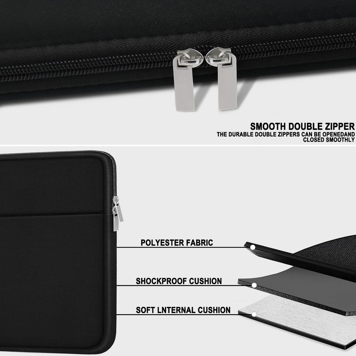 Laptop Case 14 Inch Slim Traveling Laptop Sleeve Cover with Zippered Pocket | Laptop Bag, Shockproof Protective Carrying Briefcase Computer Case for 14" Macbook Air/Pro, HP, Dell, Lenovo, Acer, Black