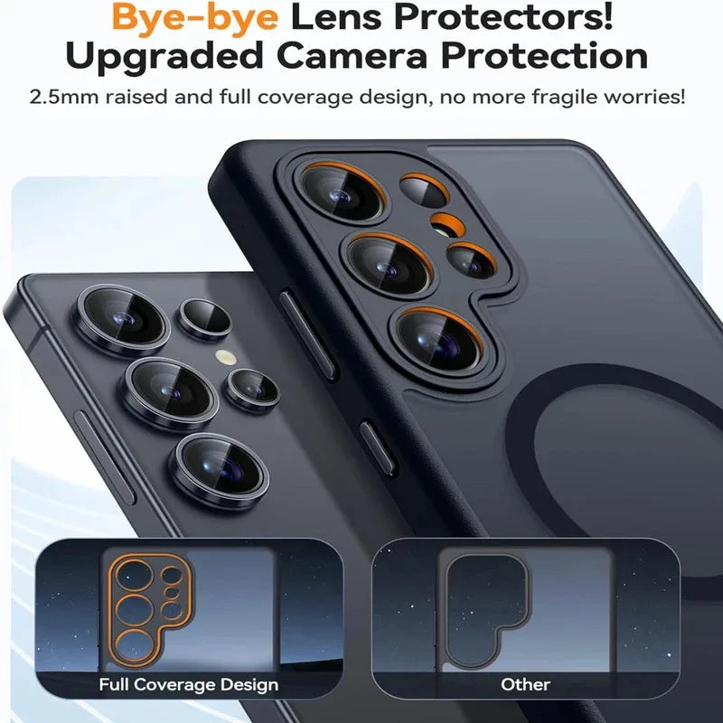 Luxury Matte Case for Samsung Galaxy S26 S25 S24 S23 Ultra plus FE A56 A36 A26 A17 S25Edge for Magsafe Wireless Charge Cover