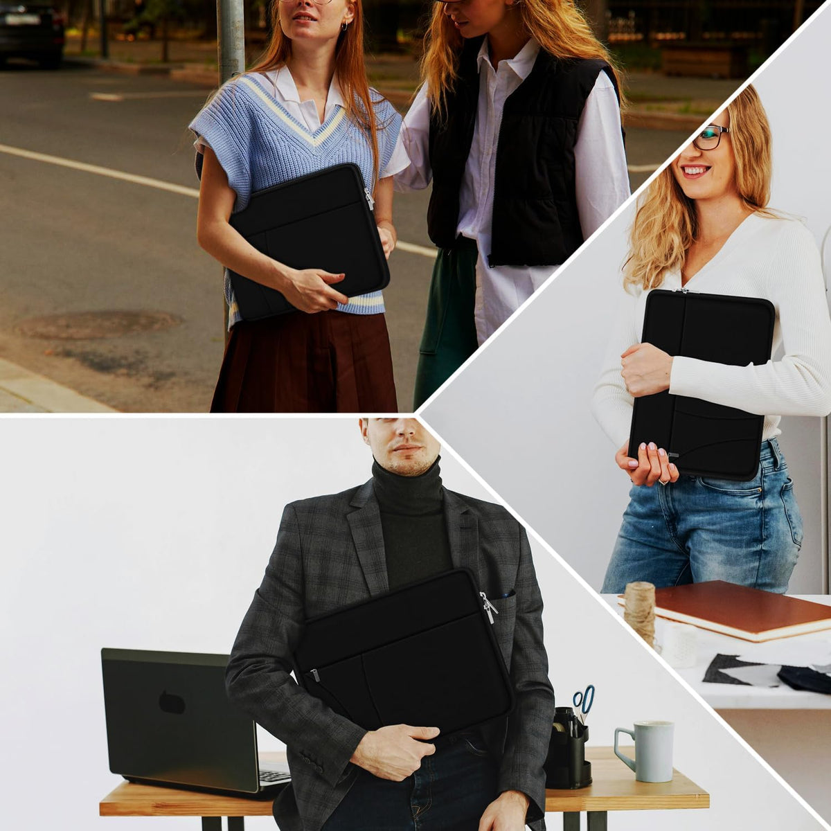 Laptop Case 14 Inch Slim Traveling Laptop Sleeve Cover with Zippered Pocket | Laptop Bag, Shockproof Protective Carrying Briefcase Computer Case for 14" Macbook Air/Pro, HP, Dell, Lenovo, Acer, Black