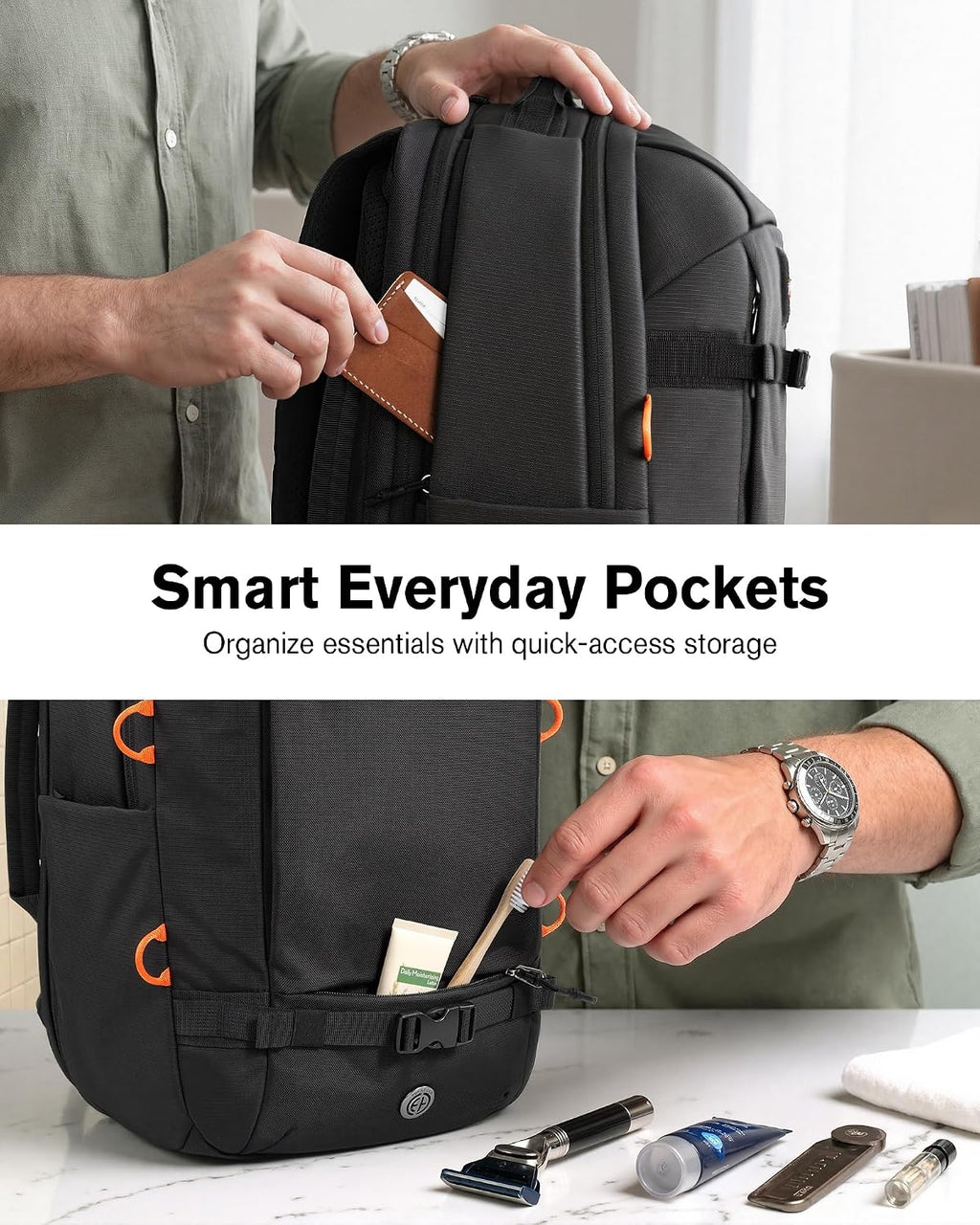 Travel Laptop Backpack 30L Carry on TSA Approved for Commute Trips | 100% RPET Recycled Fabric | Eva-Cushioned Laptop Protection | TSA 180° Lay-Flat Opening | Reinforced Stability Base Panel
