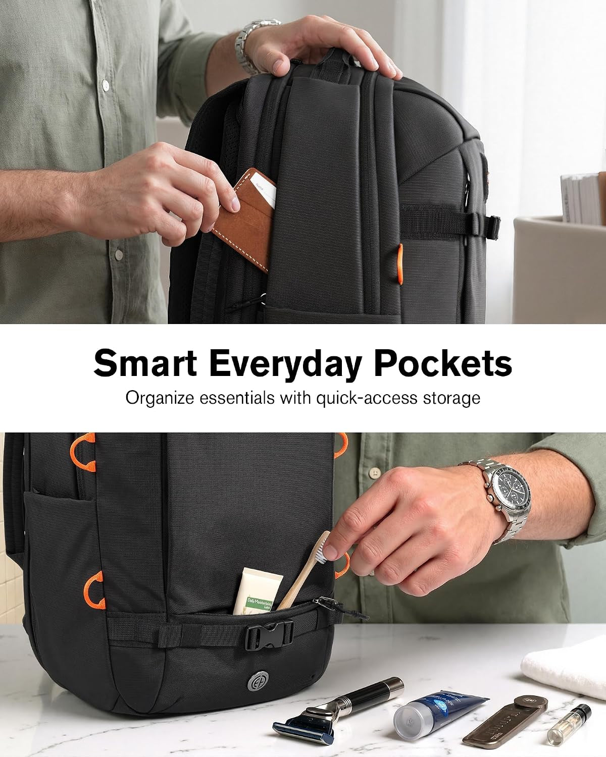 Travel Laptop Backpack 30L Carry on TSA Approved for Commute Trips | 100% RPET Recycled Fabric | Eva-Cushioned Laptop Protection | TSA 180° Lay-Flat Opening | Reinforced Stability Base Panel