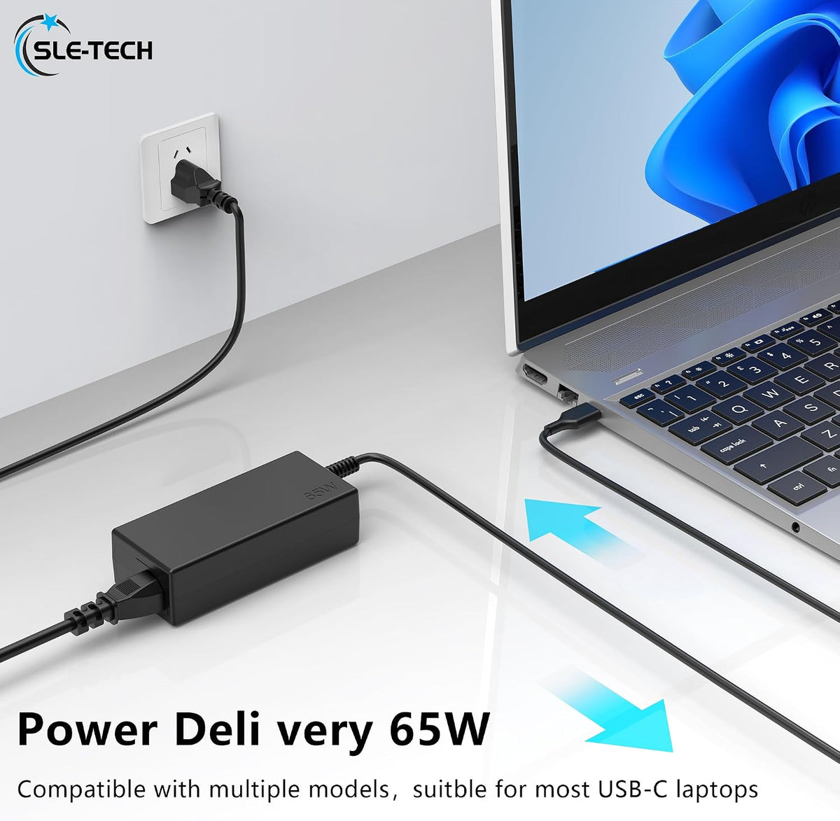 65W USB-C Type-C Fast Charger for HP Chromebook 14 X360 14C plus | Compatible with HP 11 11A G5-G8 Ee,14A, 14C, Chromebook Plus, TPN-LA12 HA01 CA06 CA21, 20V 3.25A, Type-C PD Cord