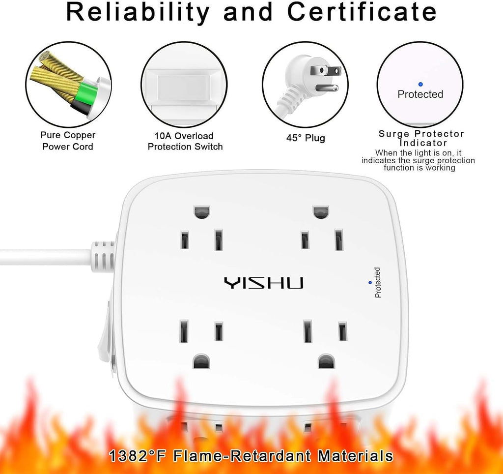 6Ft Surge Protector Power Strip with 8 Outlets & 4 USB Ports