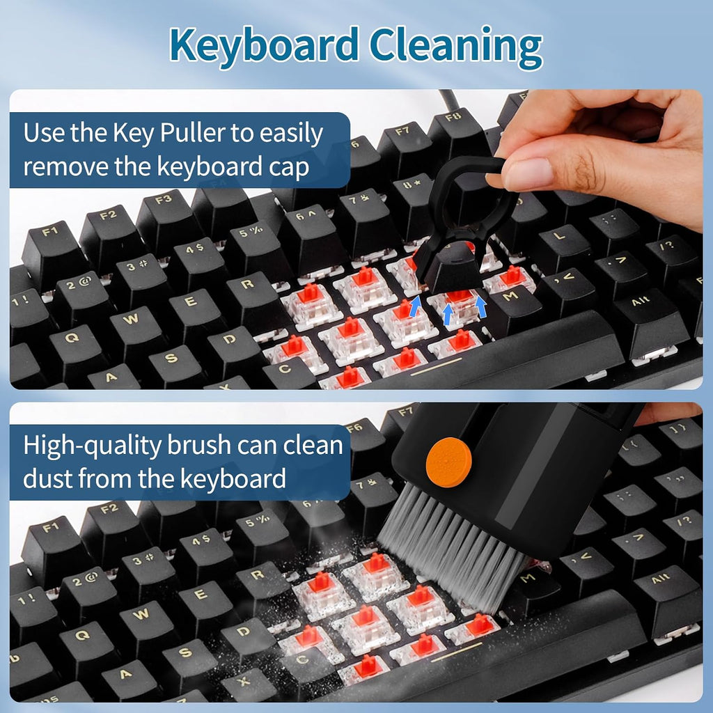 Keyboard Cleaner for Laptop, Macbook, Tablet, Multi-Function Cleaning Kit | Includes Screen Cleaning Spray, Microfiber Wipe, and Brush for Cleaning Phone, Earbuds, Computer, and Other Tech Electronics