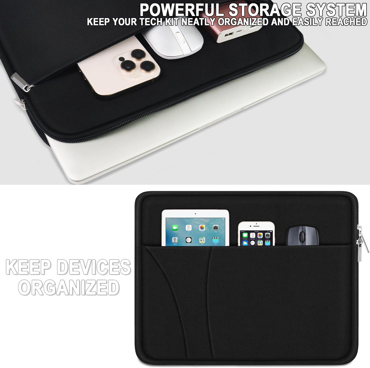 Laptop Case 14 Inch Slim Traveling Laptop Sleeve Cover with Zippered Pocket | Laptop Bag, Shockproof Protective Carrying Briefcase Computer Case for 14" Macbook Air/Pro, HP, Dell, Lenovo, Acer, Black