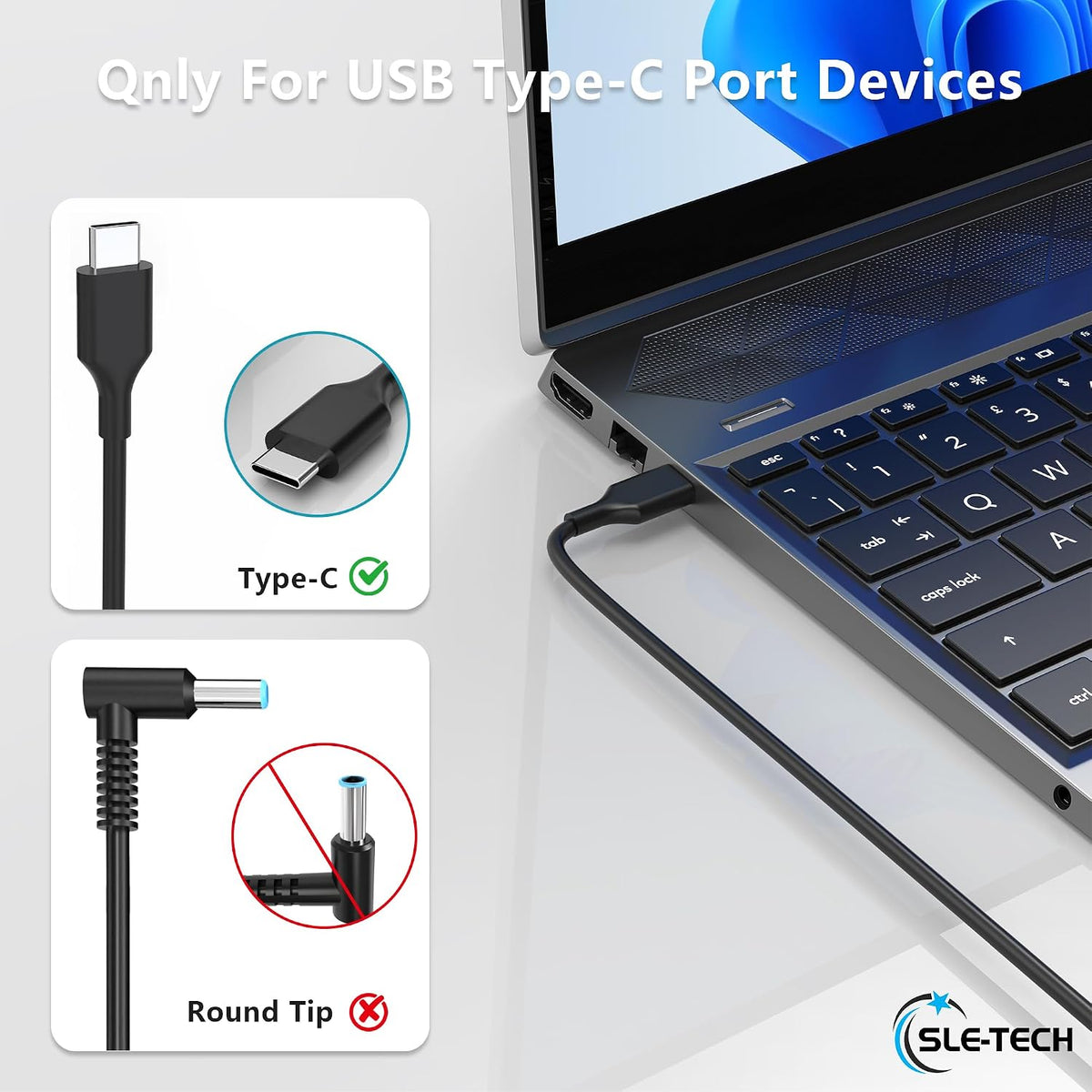 65W USB-C Type-C Fast Charger for HP Chromebook 14 X360 14C plus | Compatible with HP 11 11A G5-G8 Ee,14A, 14C, Chromebook Plus, TPN-LA12 HA01 CA06 CA21, 20V 3.25A, Type-C PD Cord