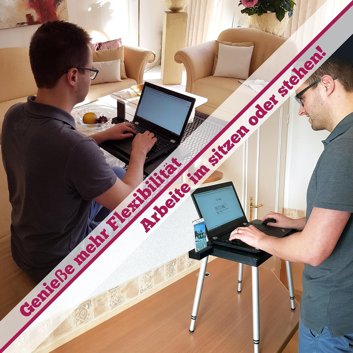 Black Portable Compact Lightweight Adjustable Height Laptop Notebook Computer Stand Table
