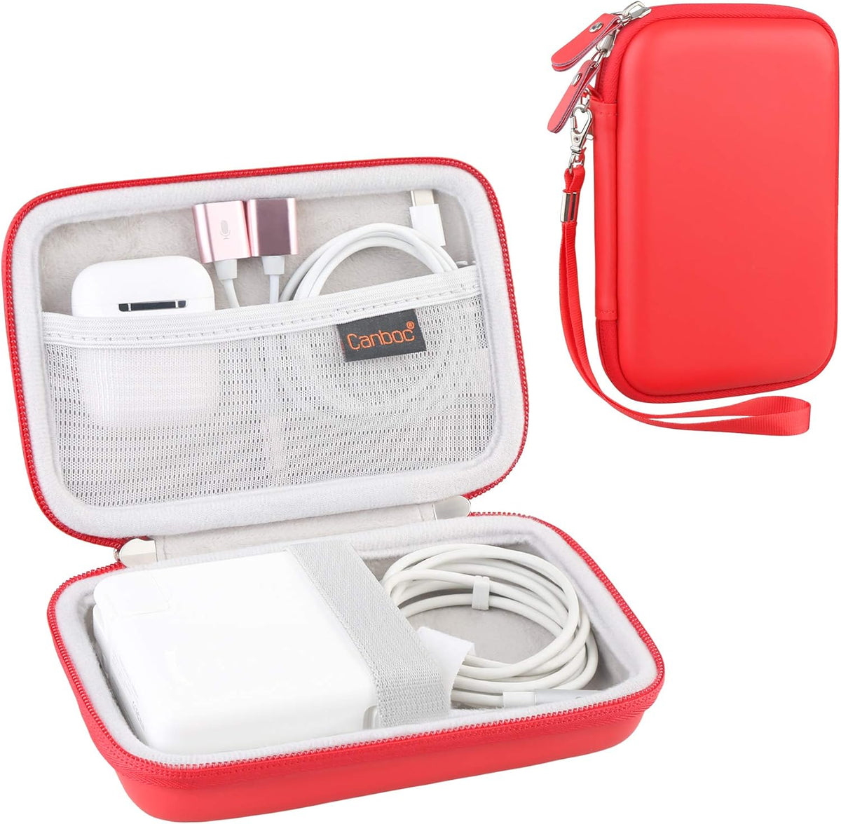 Case for Macbook Air Pro Charger Magsafe/Magsafe 2 Power Adapter | Hard Shockproof Bag for Iphone 17/17 Pro Magsafe Charger, USB C Hub, Type C Hub, USB Multiport Adapter, Red