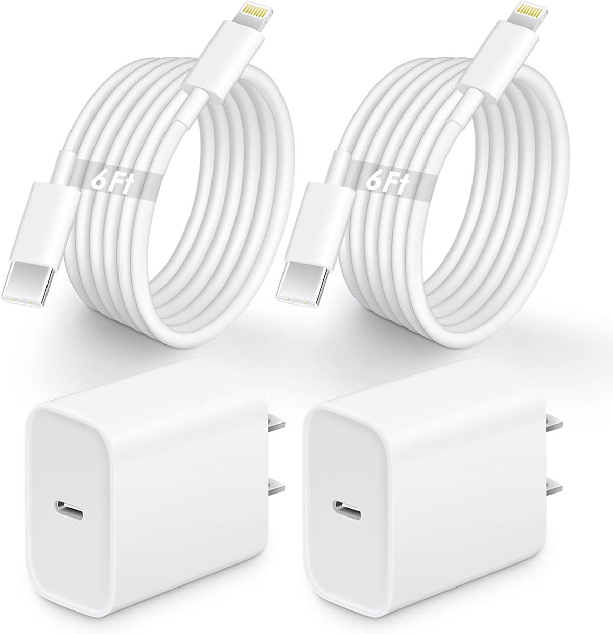 Fast Iphone Charger Block Compatible with Iphone 13 14 Fast Charger Cord 6 FT, MFI Certified for 2 Pack 20W PD Iphone Charger Fast Charging Iphone 14 13 12 11 Pro Max,14 Plus,Xr,Xsmax-White
