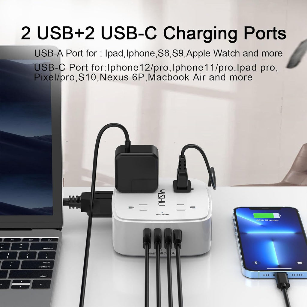 6Ft Surge Protector Power Strip with 8 Outlets & 4 USB Ports