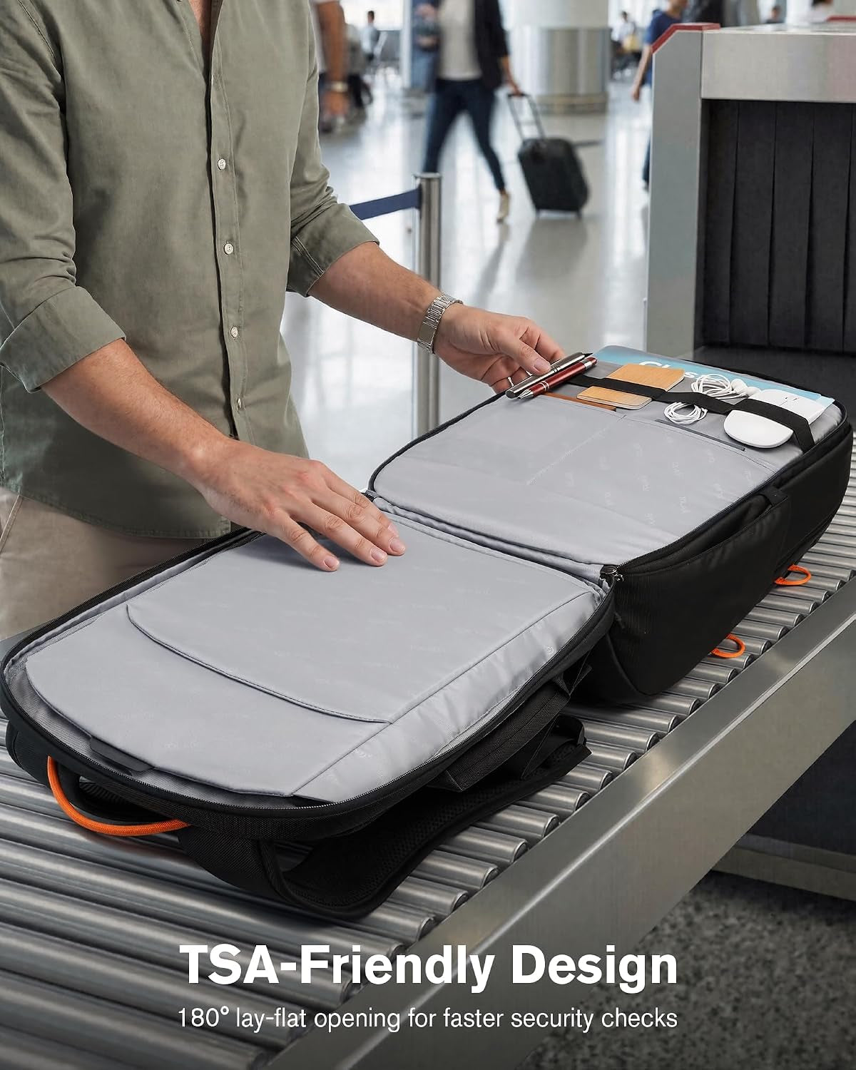 Travel Laptop Backpack 30L Carry on TSA Approved for Commute Trips | 100% RPET Recycled Fabric | Eva-Cushioned Laptop Protection | TSA 180° Lay-Flat Opening | Reinforced Stability Base Panel