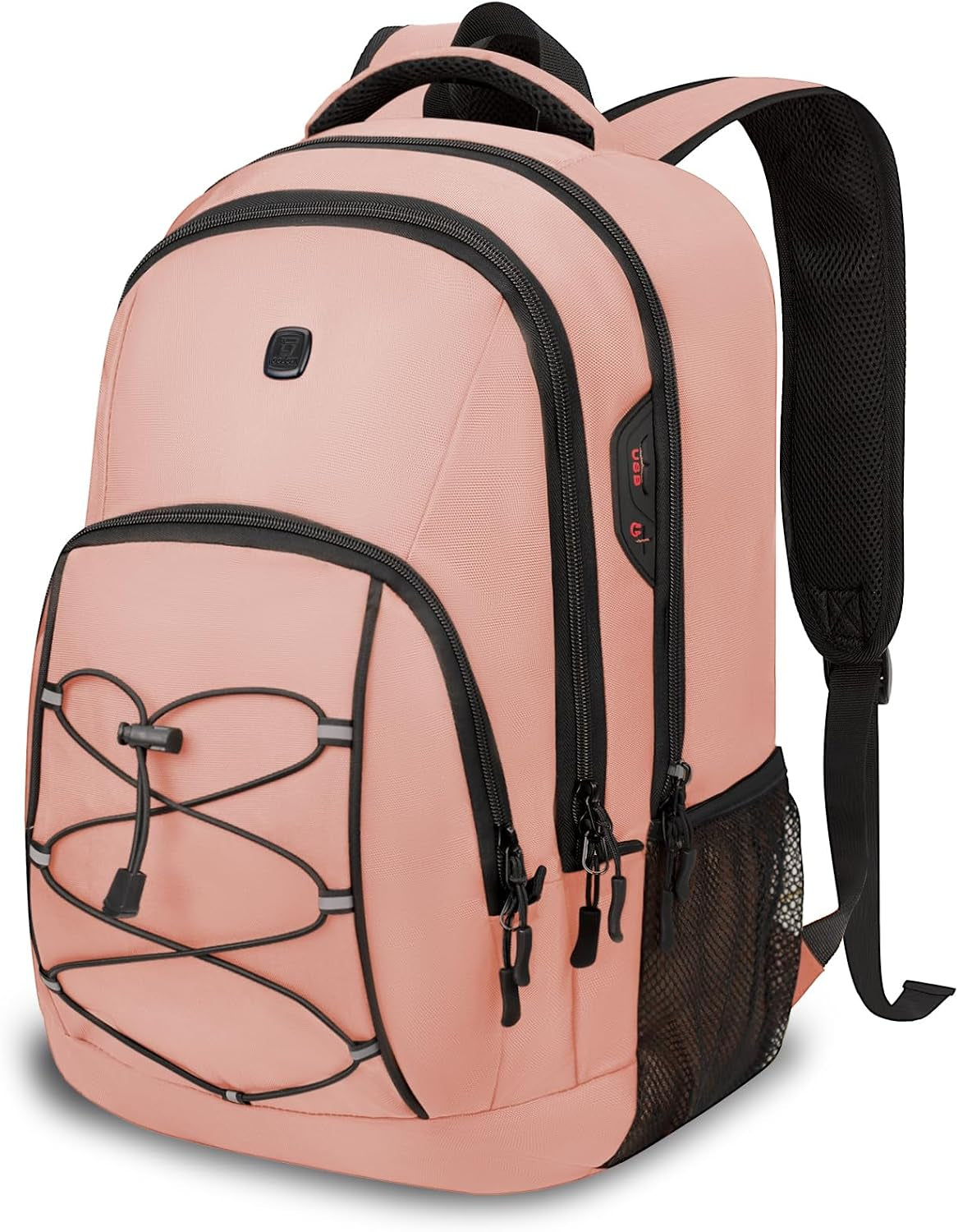 Travel Backpack, 17 Inch Laptop Backpack for Men Women, Business Backpack with Luggage Strap,Pink