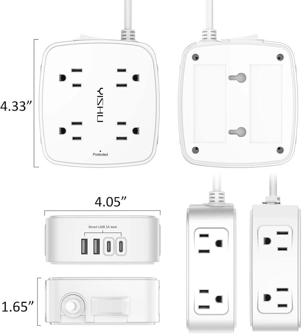 6Ft Surge Protector Power Strip with 8 Outlets & 4 USB Ports