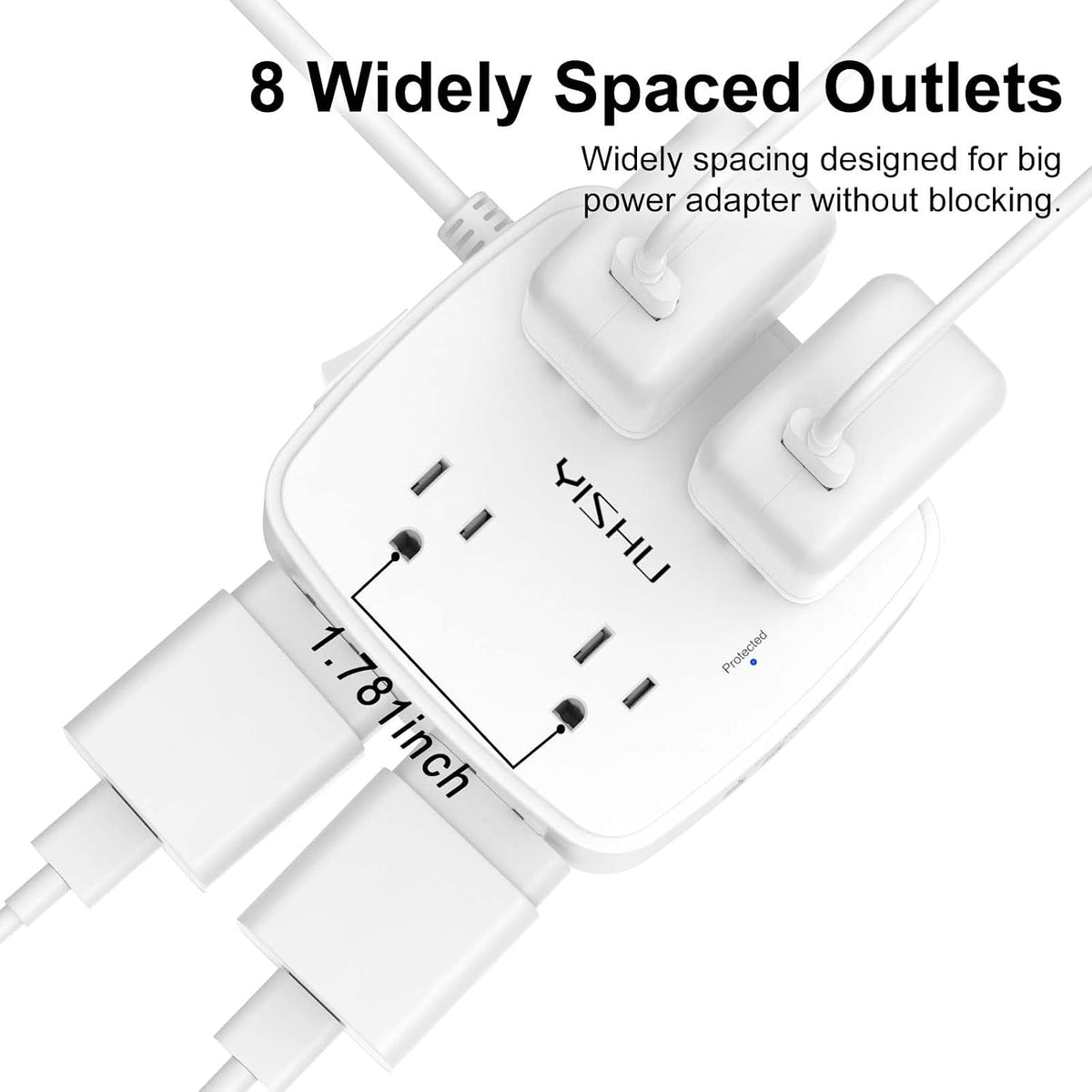 6Ft Surge Protector Power Strip with 8 Outlets & 4 USB Ports