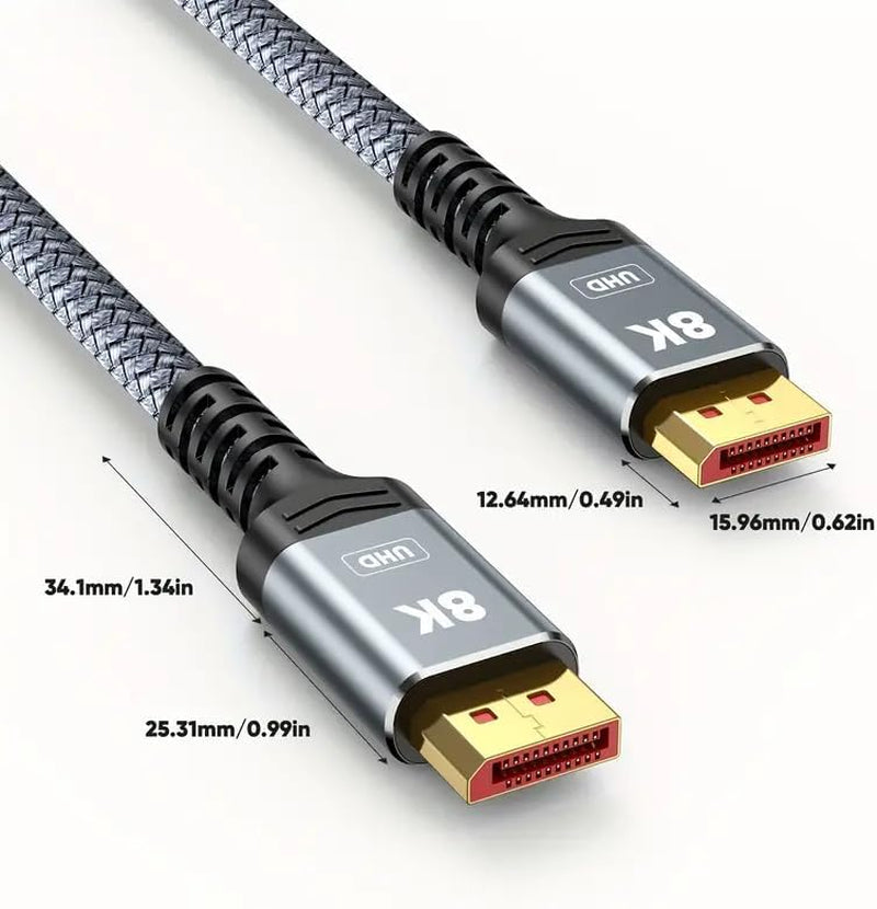 8K 4K Displayport Cable 1.4, VESA Certified DP Cord 6.6Ft