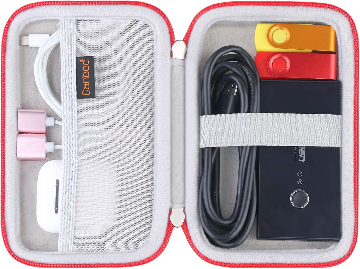 Case for Macbook Air Pro Charger Magsafe/Magsafe 2 Power Adapter | Hard Shockproof Bag for Iphone 17/17 Pro Magsafe Charger, USB C Hub, Type C Hub, USB Multiport Adapter, Red